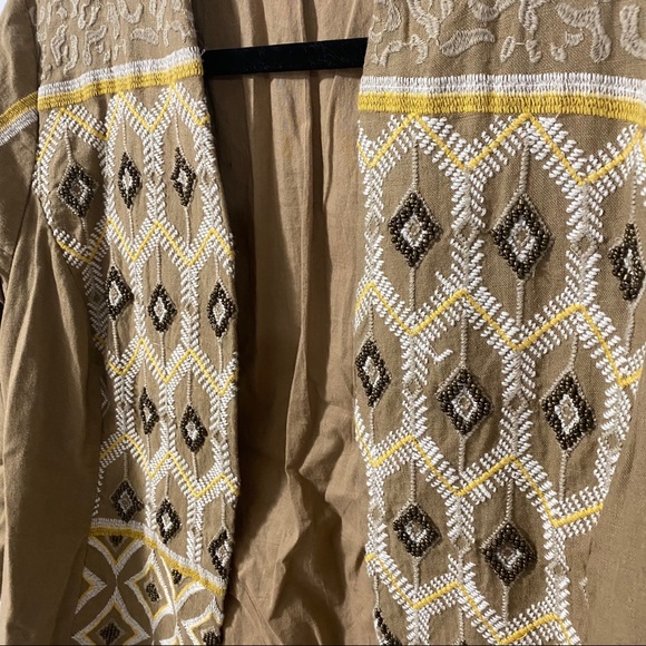 Chico’s Brown & Yellow Embroidered Blazer - Picture 3 of 7